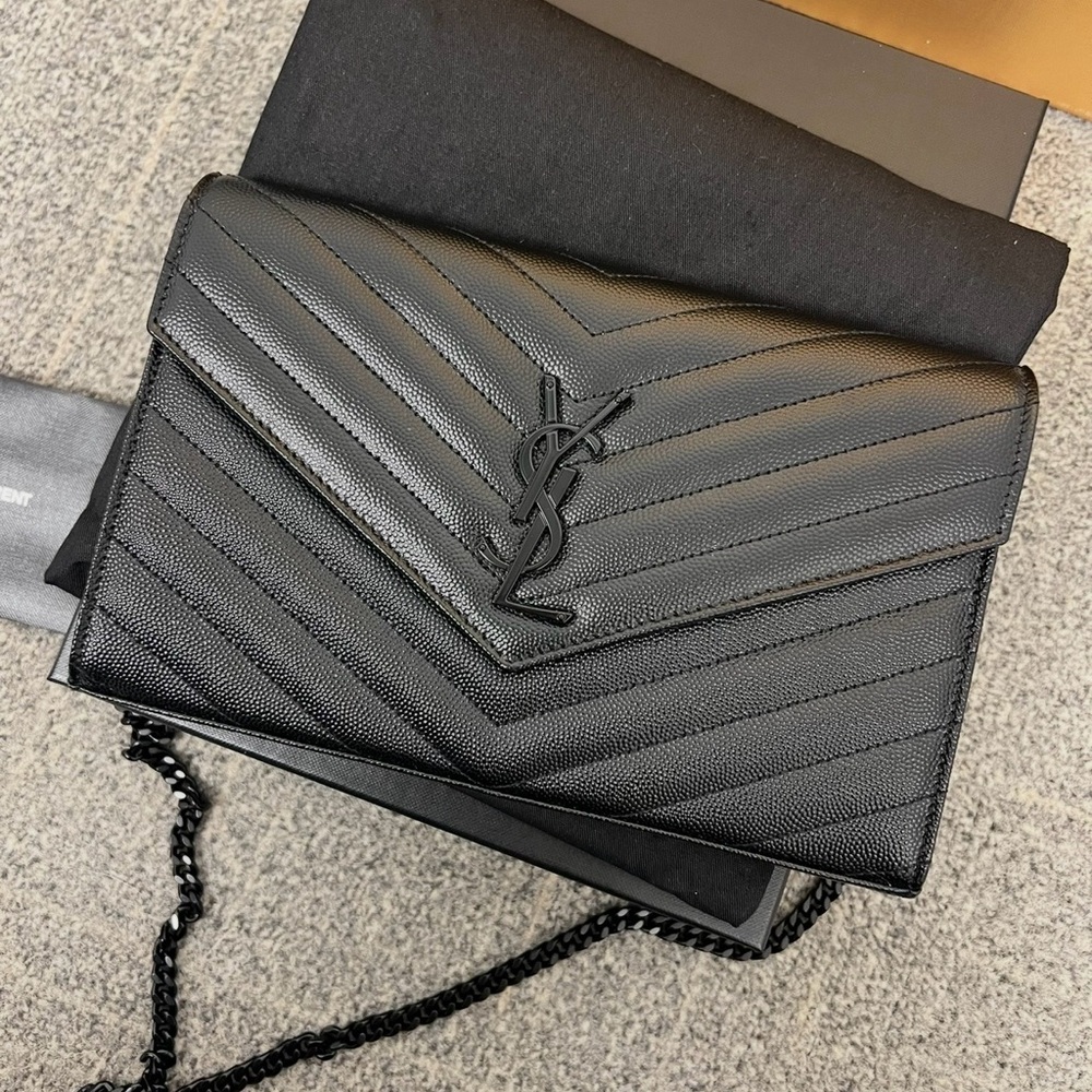 Yves Saint Laurent Black Leather Clutch